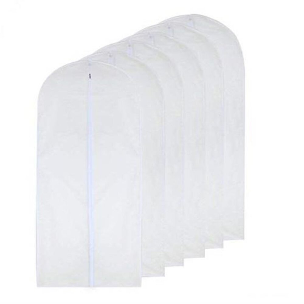 Garment Bags for Hanging Clothes 24x48 Dust Proof Suit Covers Pack of 6 White